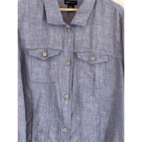 Jones New York 100%Linen Lightweight Jacket Blue Size 2X Costall - Picture 6 of 16